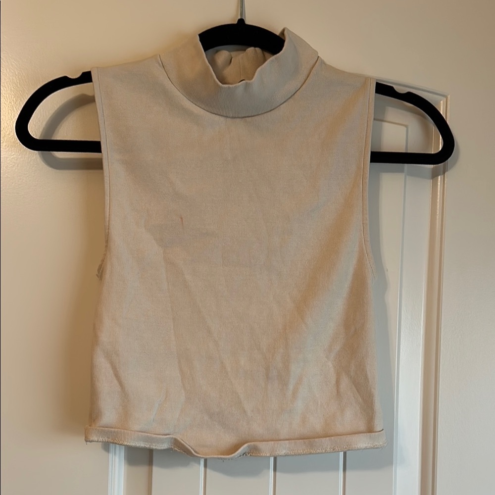 Zara Cream Sleeveless Crop Tank Top